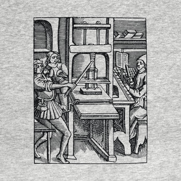 Vintage Printing Press Illustration by k85tees